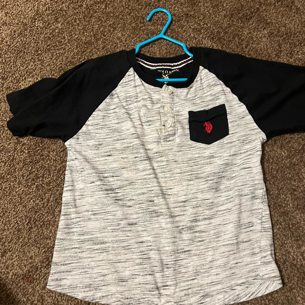 Boys' Black and Gray Henley Shirt